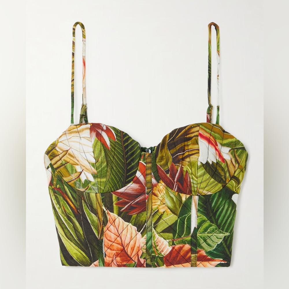 NWT Farm Rio Multicolor Botanical Forest Croptop